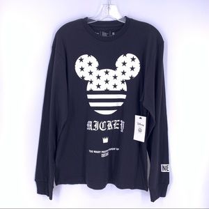 Neff x Disney NWT Mickey Long Sleeve T-shirt Mens Sz S Black White